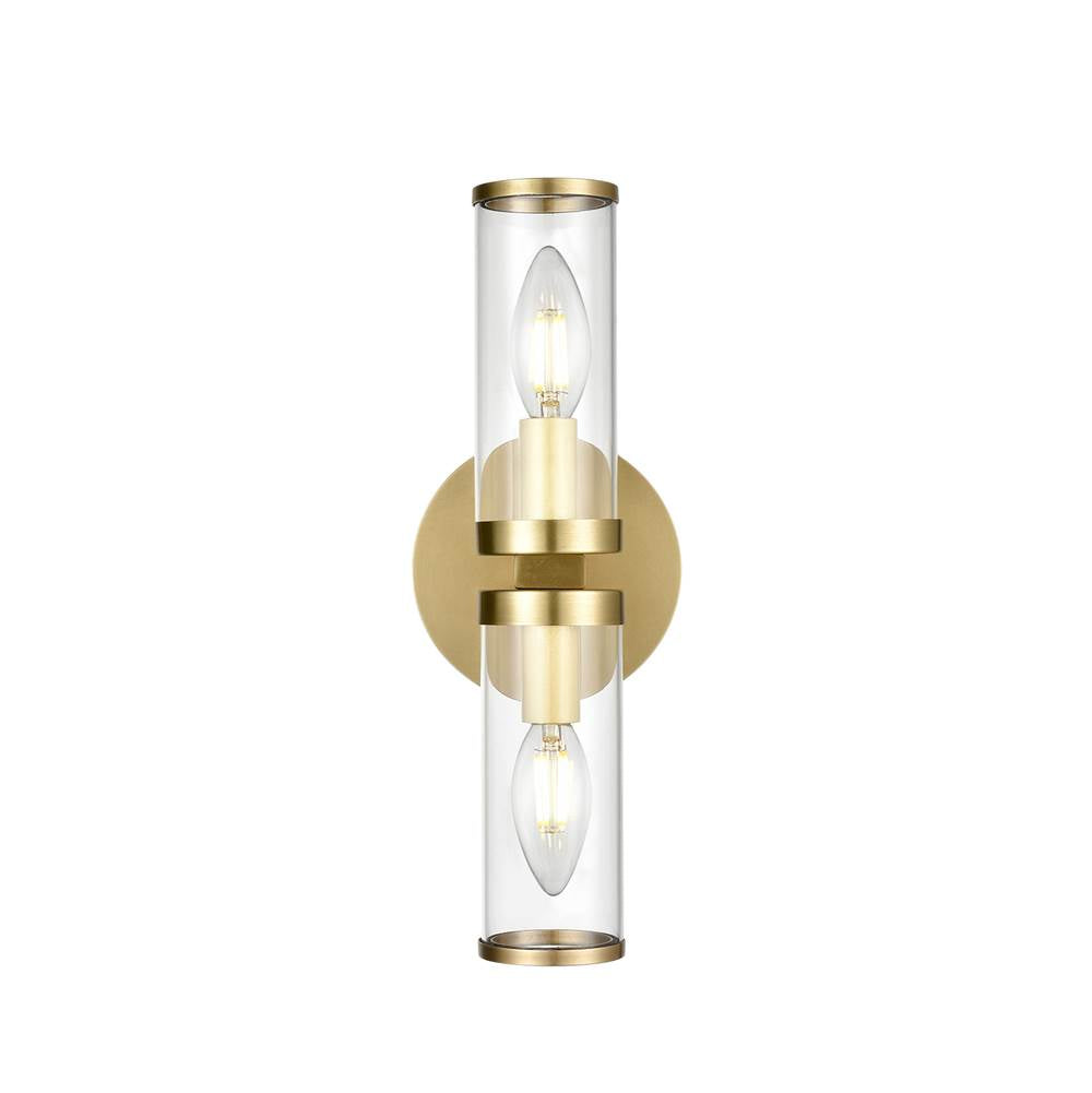 Alora Lighting Revolve Clear Glass/natural Brass 2 Lights Wall/vanity