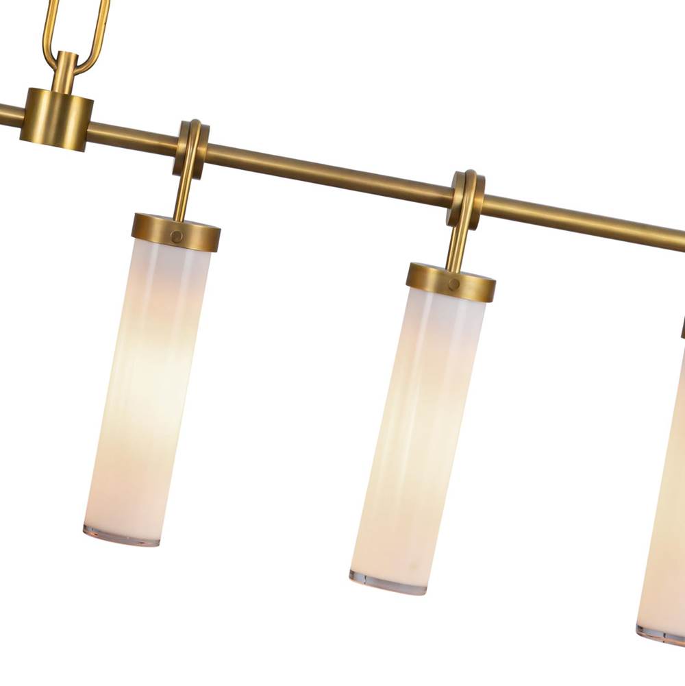 Alora Lighting Wynwood 52-in Urban Bronze/glossy Opal 6 Lights Linear Pendant