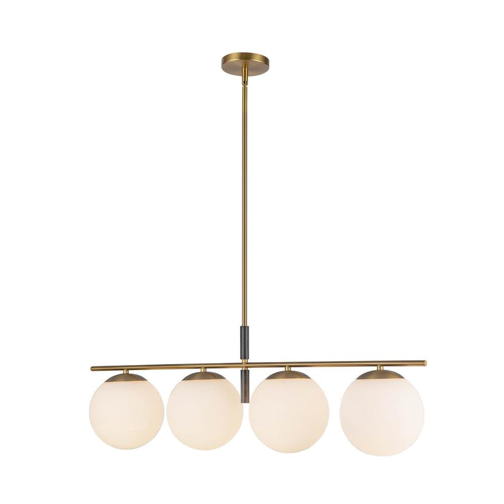 Alora Lighting Zuri 37-in Brushed Gold/opal Glass Socket Linear Pendant