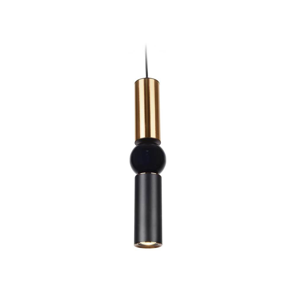 Avenue Lighting Cicada 17''h Cylinder Led Pendant In Brushed Brass And Black