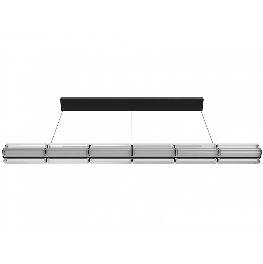 Avenue Lighting HF7886-BK Black Fremont 78''w Linear Led Pendant In Black/clear Ribbed Glass Image 1