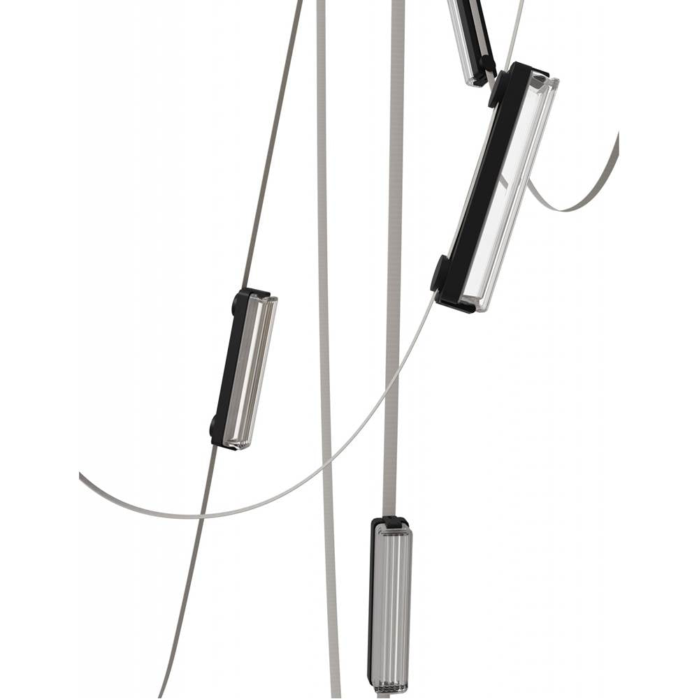 Avenue Lighting Fremont Belt 7-light 826''l Pendant In Black/clear Ribbed Glass Bars