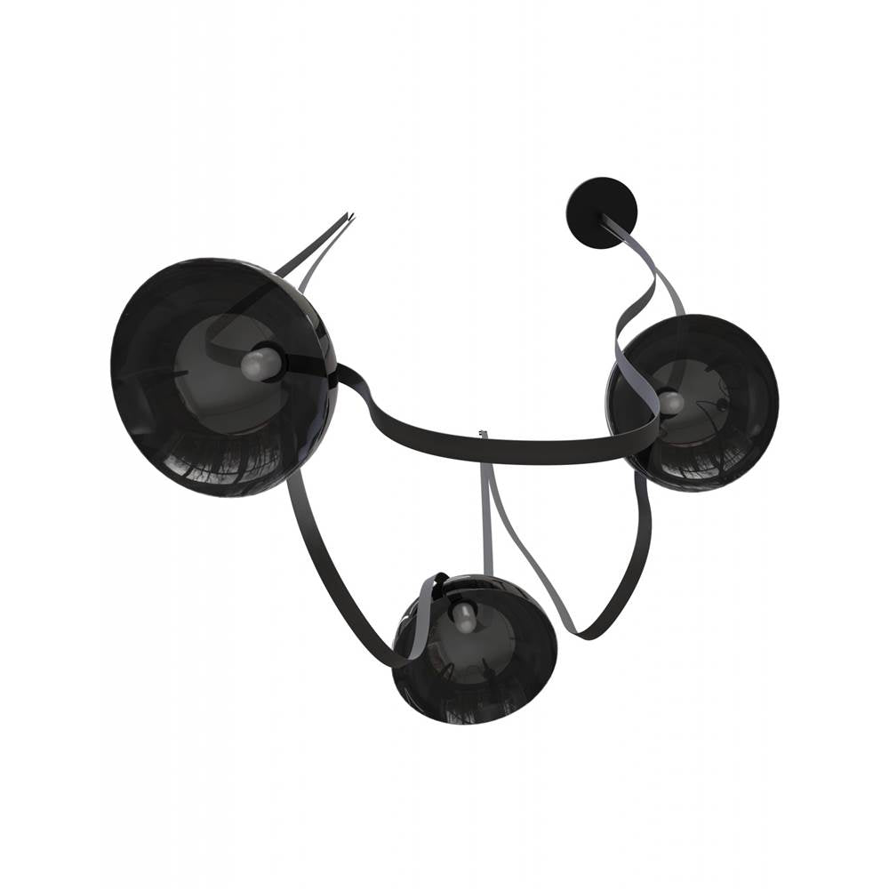 Avenue Lighting HF7203-G102-BLK Black Fremont Belt 3-light 275''l Pendant In Black/smoked Glass Bowl Image 1