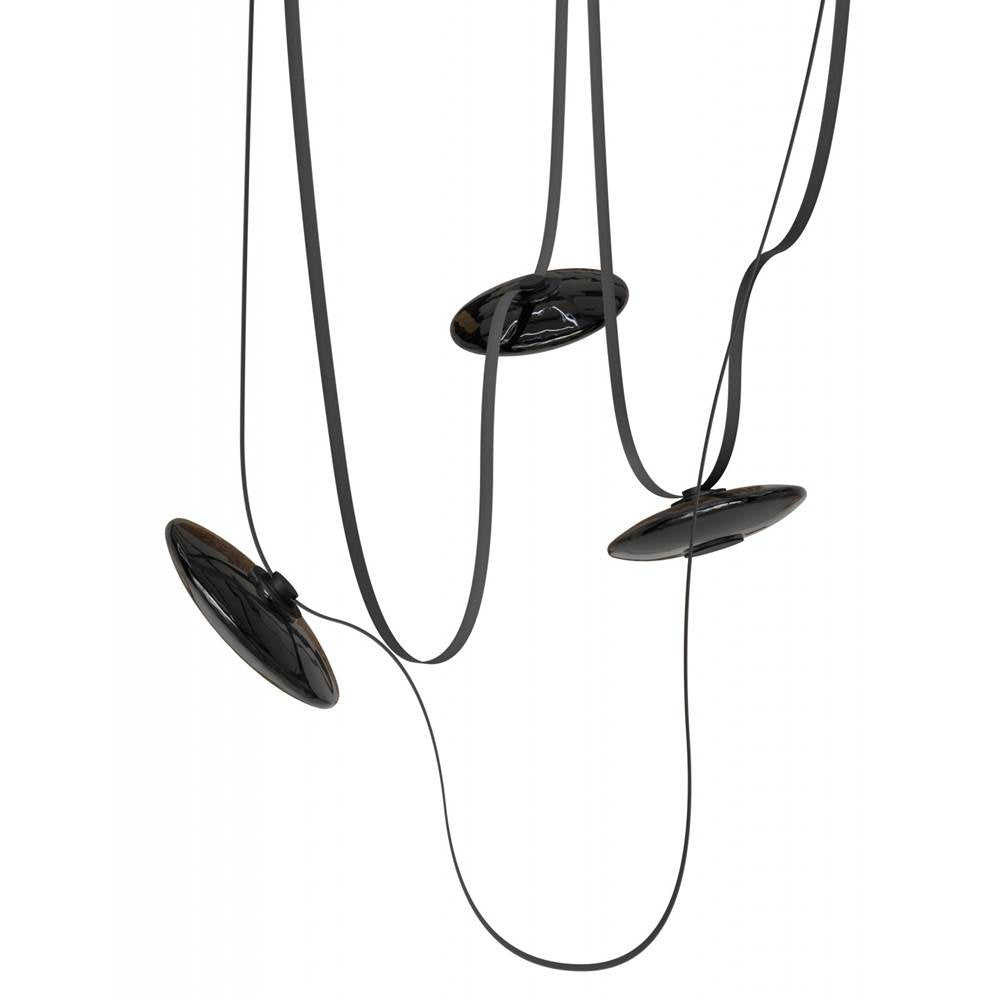 Avenue Lighting Fremont Belt 3-light 275''l Pendant In Black/smoked Glass Disc