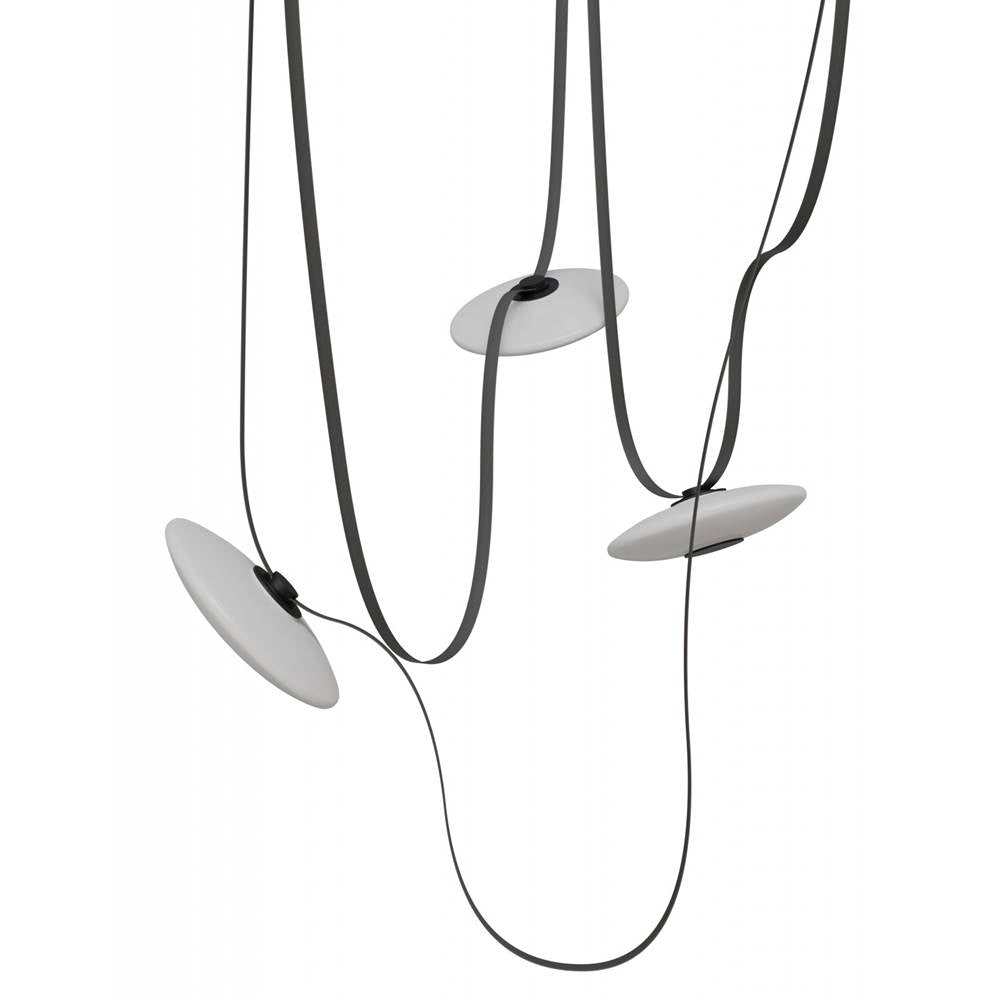 Avenue Lighting Fremont Belt 3-light 275''l Pendant In Black/white Glass Disc