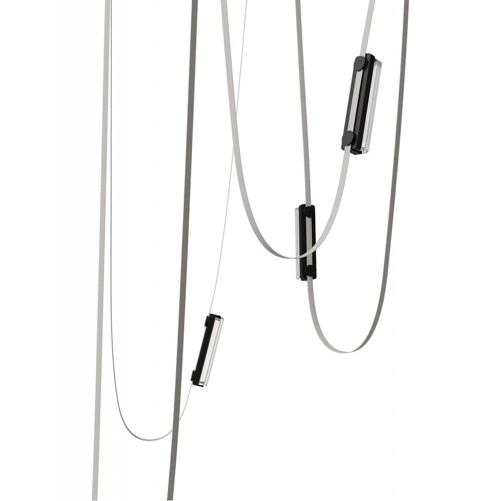 Avenue Lighting Fremont Belt 5-light 551''l Pendant In Black/clear Ribbed Glass Bars