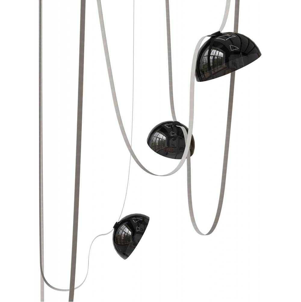 Avenue Lighting Fremont Belt 5-light 551''l Pendant In Black/smoked Glass Bowls