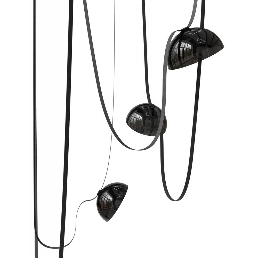 Avenue Lighting Fremont Belt 5-light 551''l Pendant In Black/smoked Glass Bowls