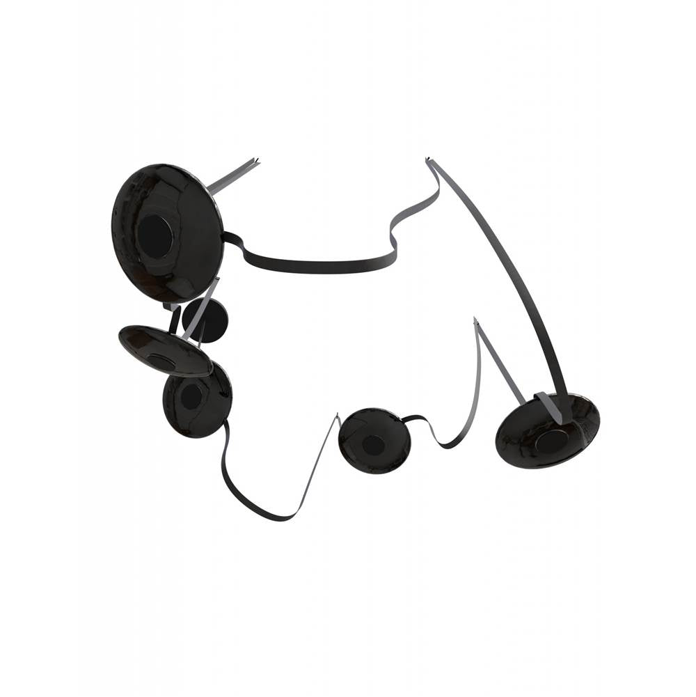 Avenue Lighting HF7205-G202-BLK Black Fremont Belt 5-light 551''l Pendant In Black/smoked Glass Disc Image 1