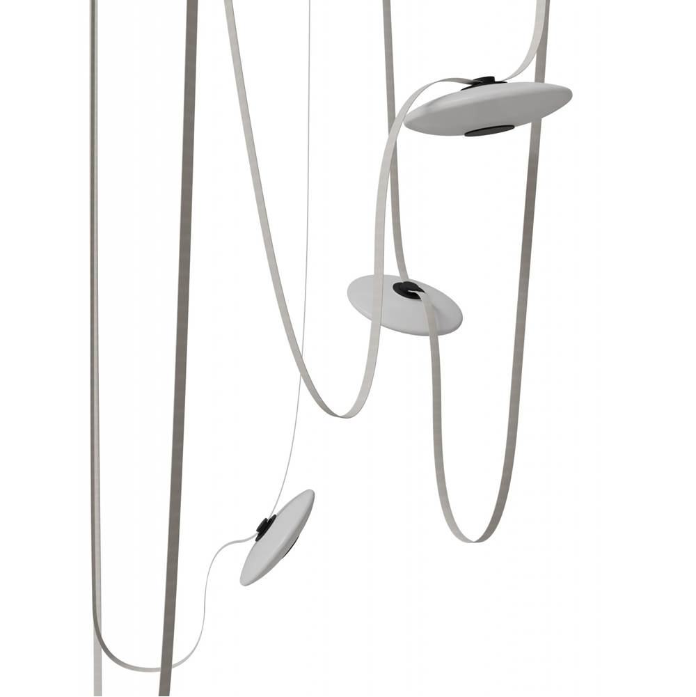 Avenue Lighting Fremont Belt 5-light 551''l Pendant In Black/white Glass Disc