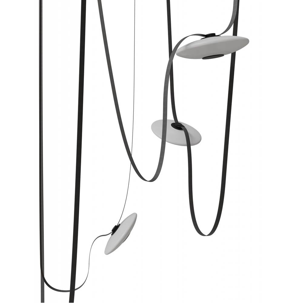 Avenue Lighting Fremont Belt 5-light 551''l Pendant In Black/white Glass Disc