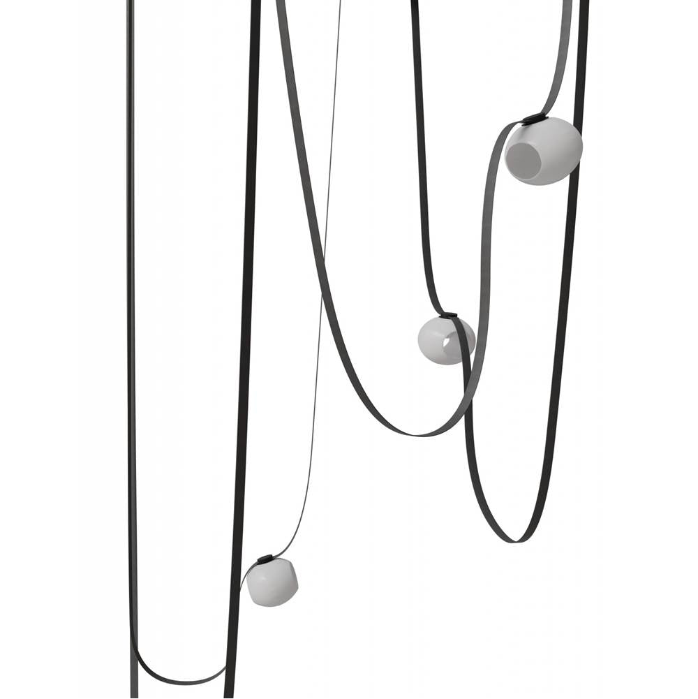 Avenue Lighting Fremont Belt 5-light 551''l Pendant In Black/white Glass Open Globes
