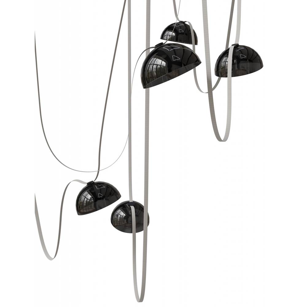 Avenue Lighting Fremont Belt 7-light 826''l Pendant In Black/smoked Glass Bowls