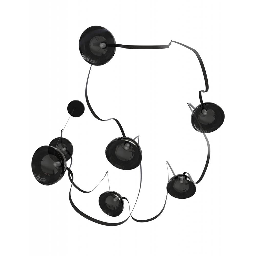 Avenue Lighting HF7207-G102-BLK Black Fremont Belt 7-light 826''l Pendant In Black/smoked Glass Bowls Image 1