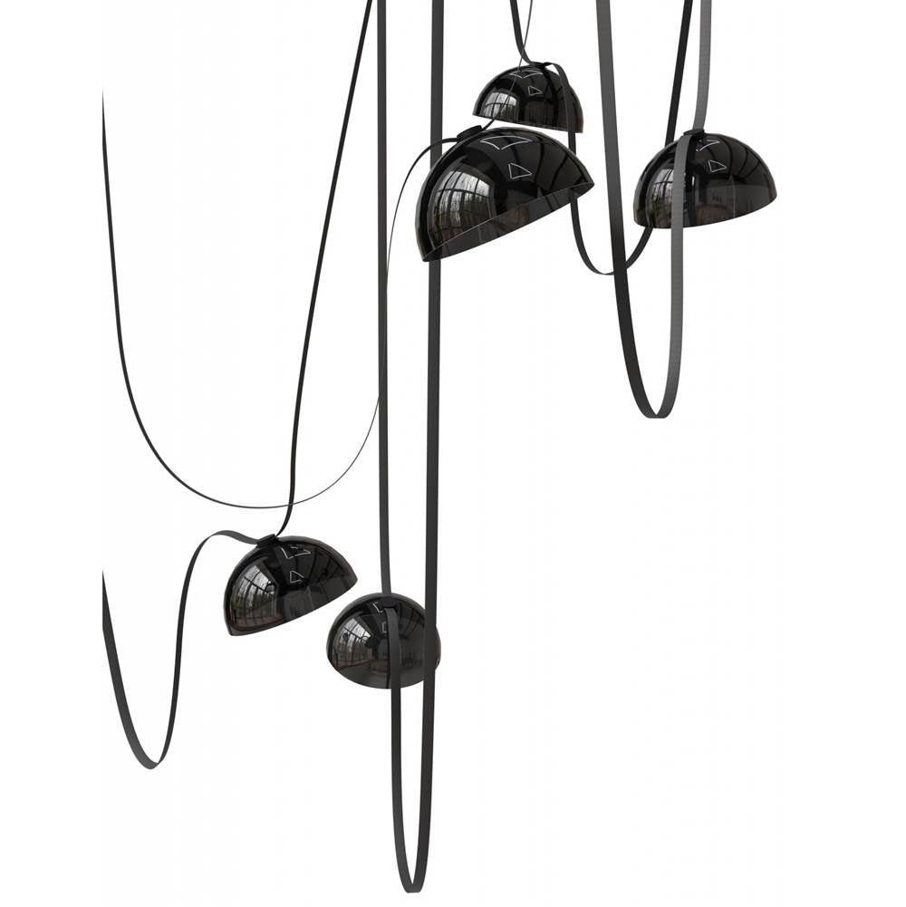 Avenue Lighting Fremont Belt 7-light 826''l Pendant In Black/smoked Glass Bowls