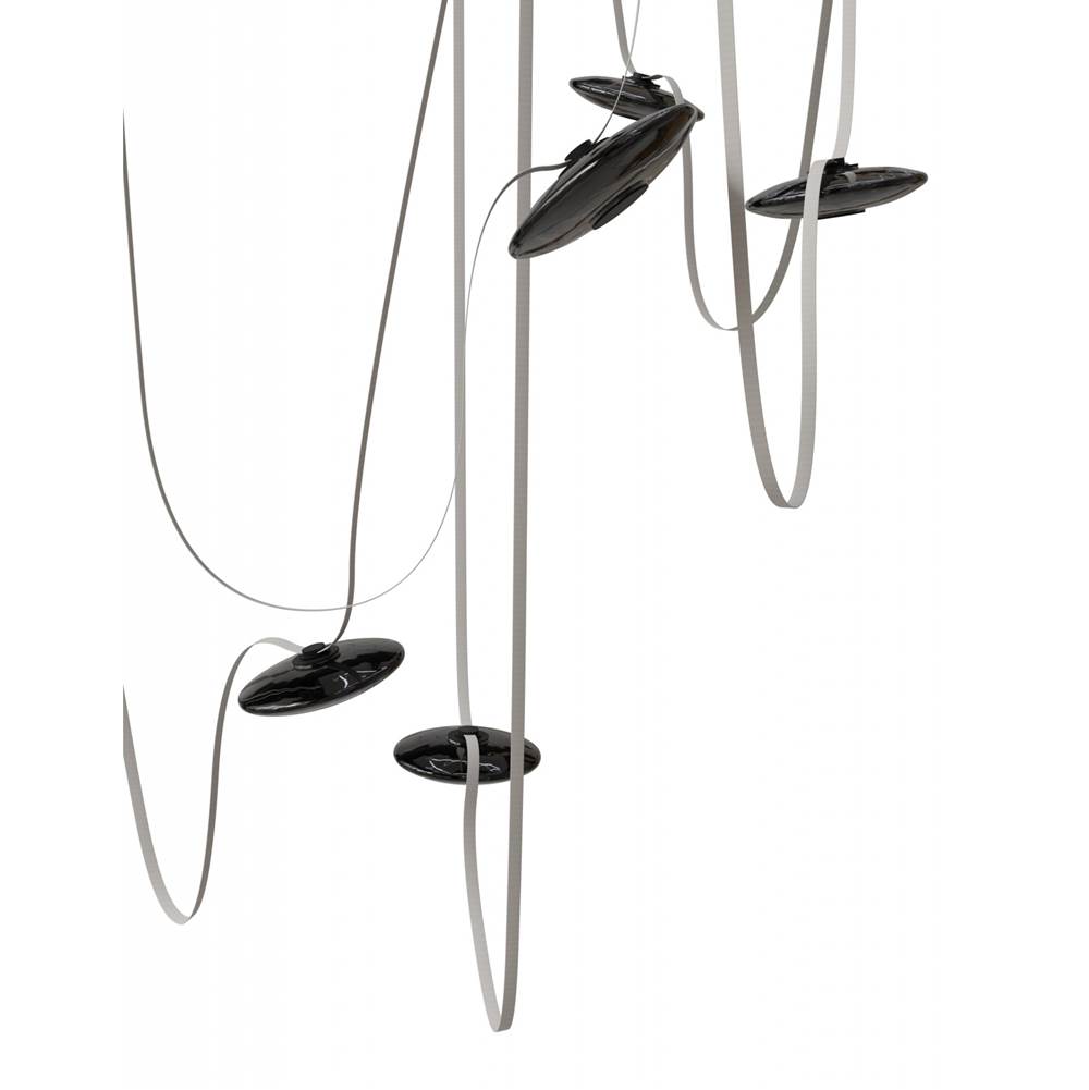 Avenue Lighting Fremont Belt 7-light 826''l Pendant In Black/smoked Glass Disc