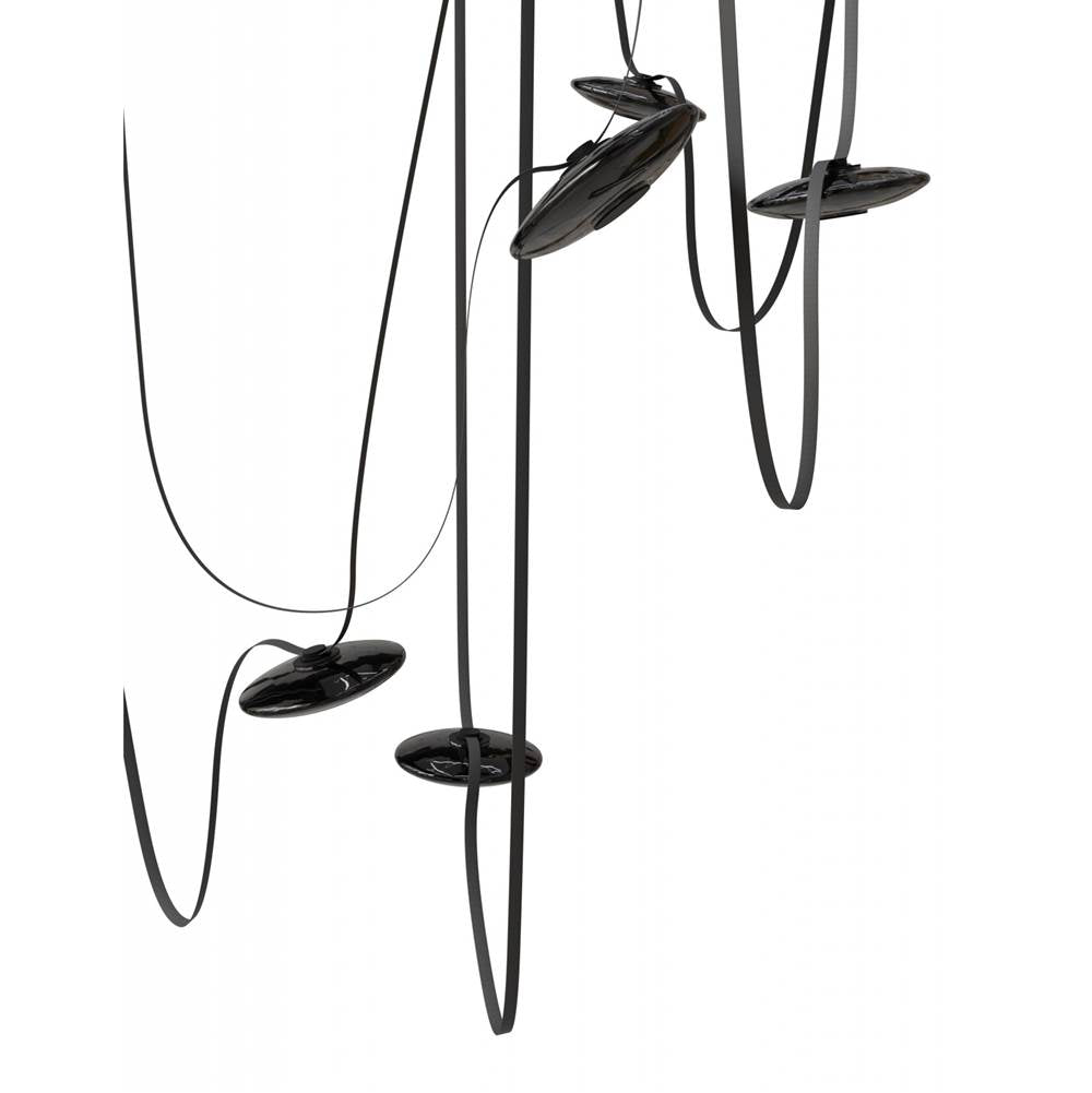 Avenue Lighting Fremont Belt 7-light 826''l Pendant In Black/smoked Glass Disc