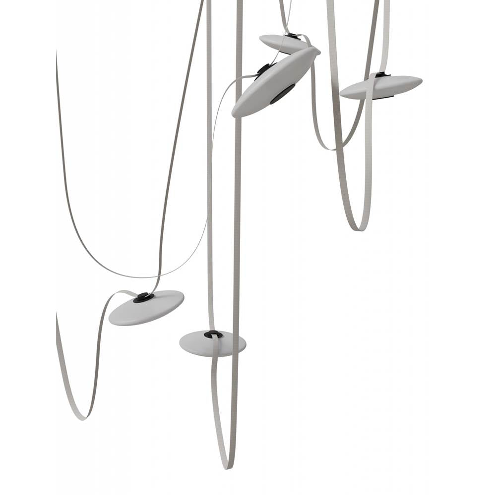 Avenue Lighting Fremont Belt 7-light 826''l Pendant In Black/white Glass Disc