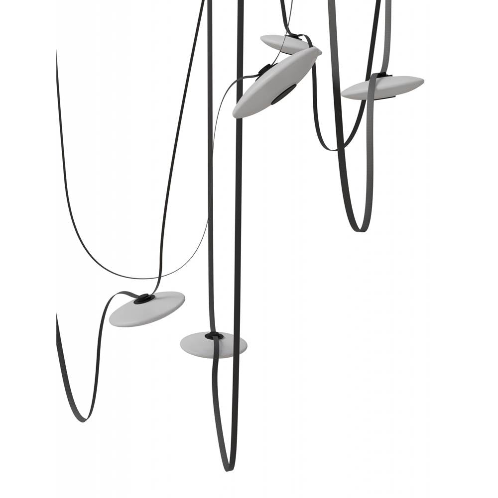 Avenue Lighting Fremont Belt 7-light 826''l Pendant In Black/white Glass Disc
