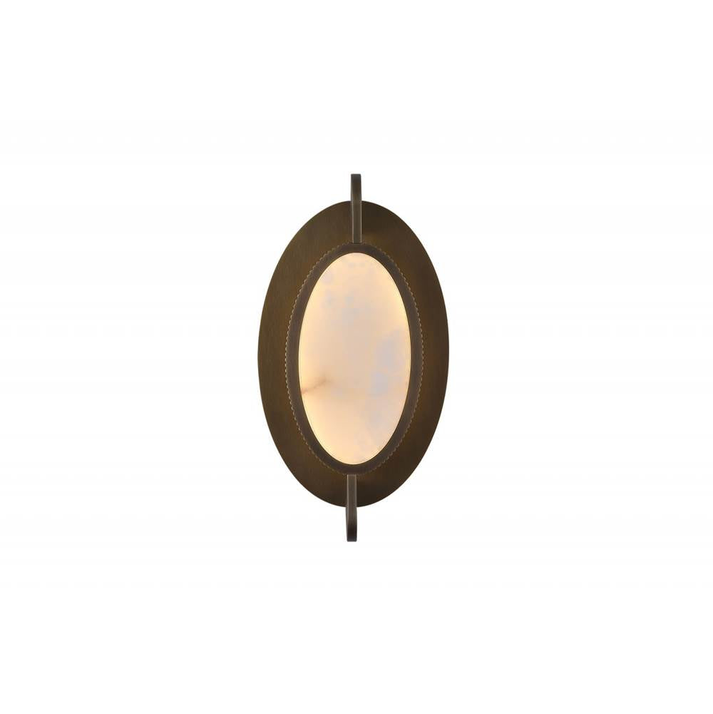 Avenue Lighting Mayfair 8''w Round Alabaster Plate Led Wall Sconce In Aged Brass