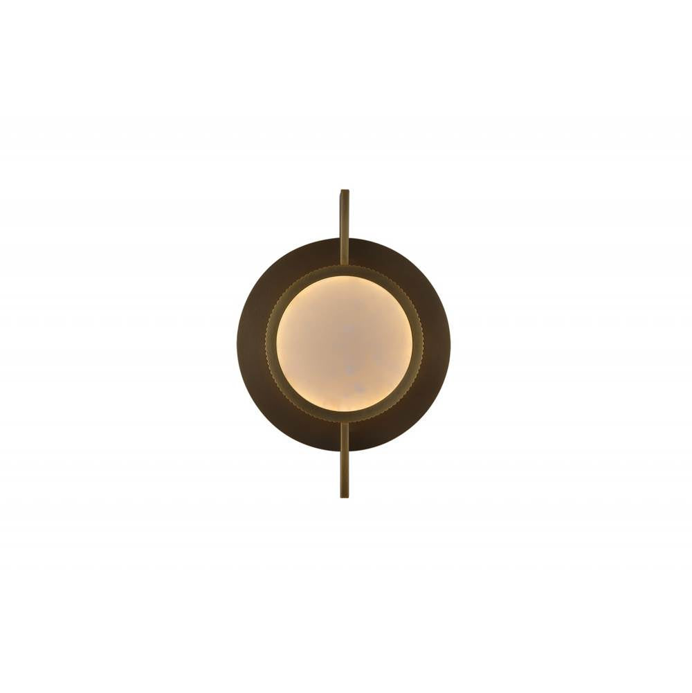 Avenue Lighting Mayfair 10''w Round Alabaster Plate Led Wall Sconce In Aged Brass