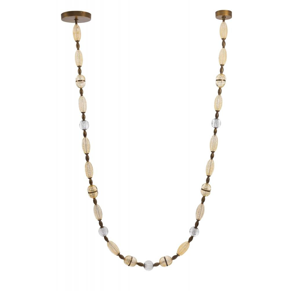 Avenue Lighting Dubai 243''l Led Glass Strand Pendant In Aged Brass/gold Glass