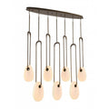 Avenue Lighting Palmea 7-light 50''w Oval Shape Alabaster Led Pendant In Aged Brass