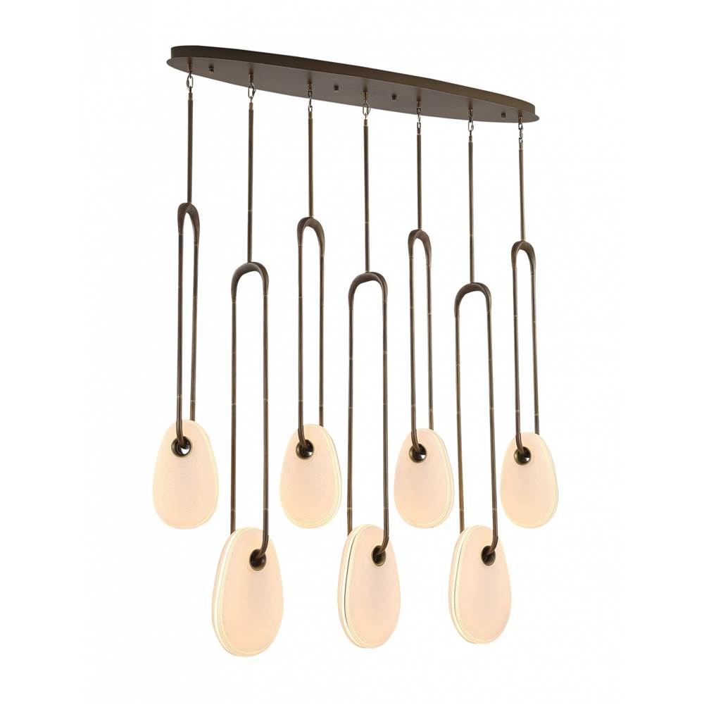 Avenue Lighting Palmea 7-light 50''w Oval Shape Alabaster Led Pendant In Aged Brass