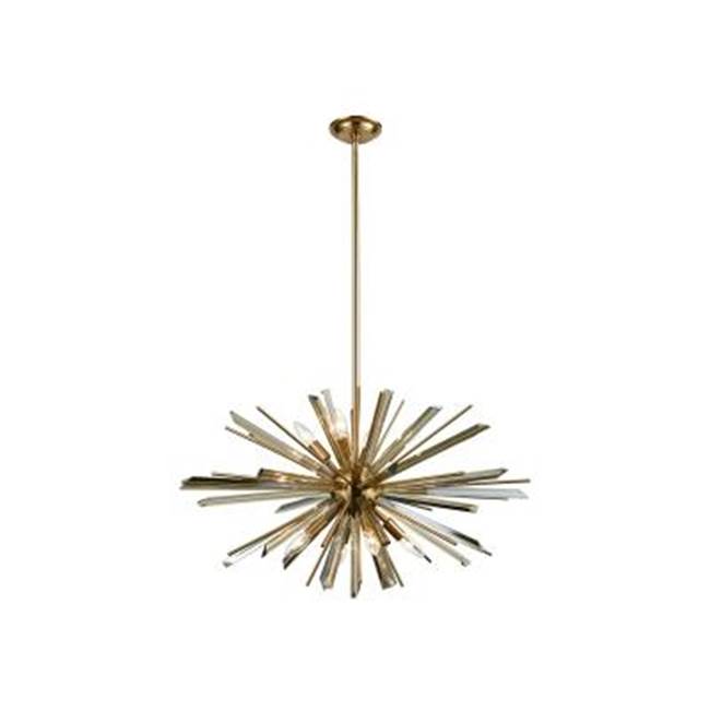 Avenue Lighting HF8303-AB Antique Brass,Champagne Glass Palisades Ave Hanging Cluster Chandelier Image 2