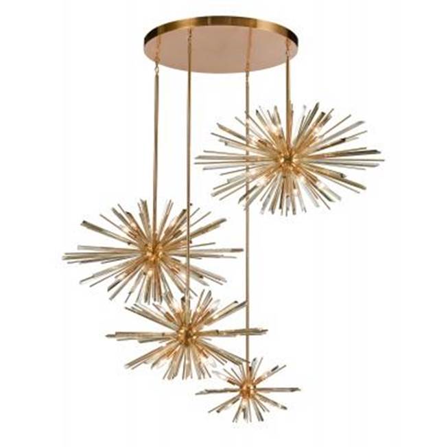 Avenue Lighting HF8404-AB Antique Brass,Champagne Glass Palisades Ave Hanging Cluster Chandelier Image 1