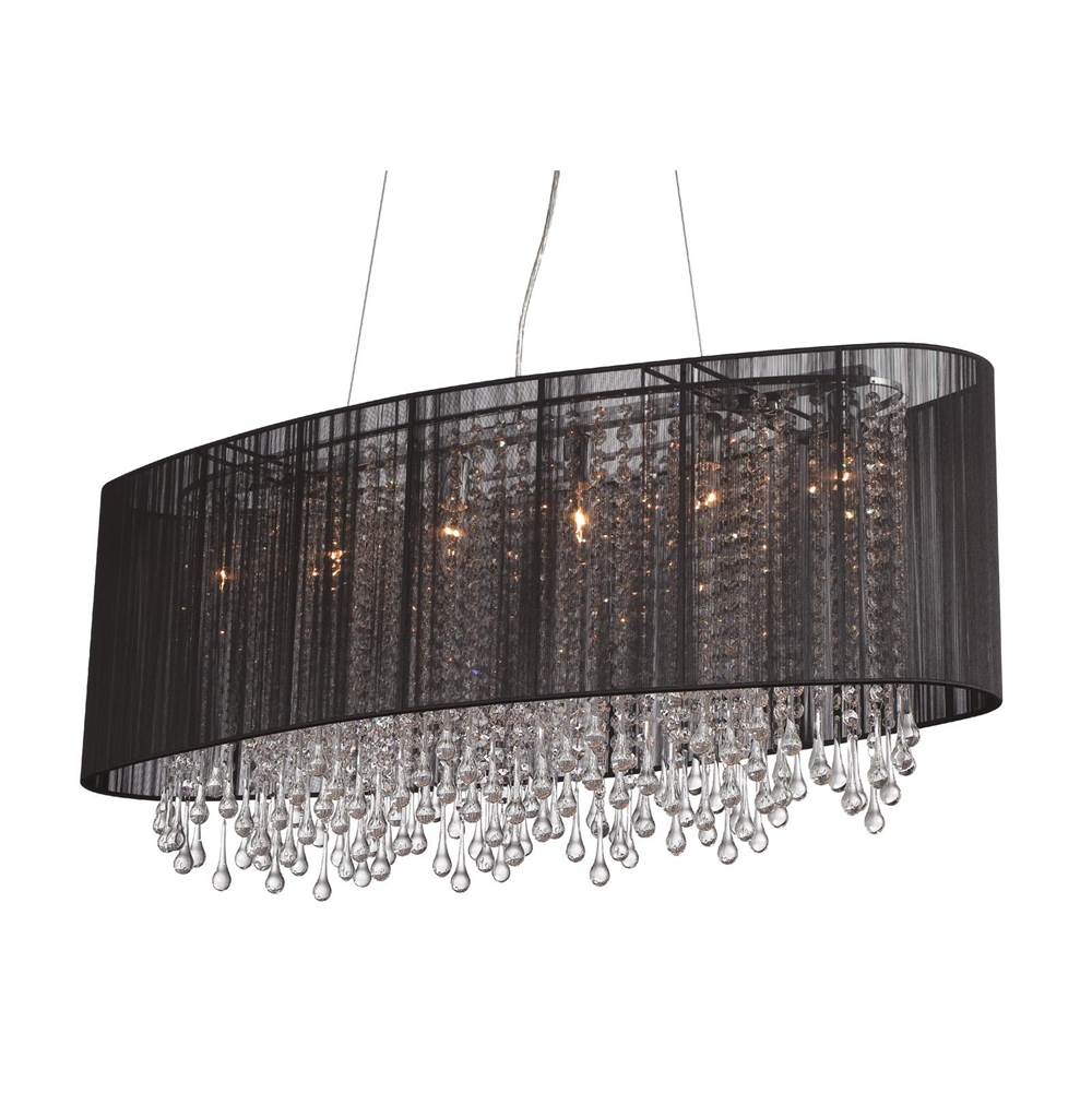 Avenue Lighting Beverly Dr Beverly Dr. Collection Oval Black Silk String Shade And Crystal Dual Mount