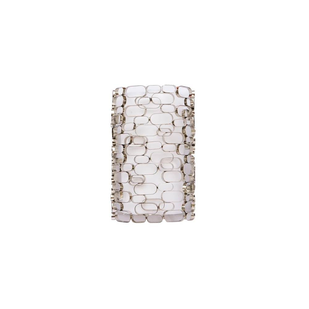 Avenue Lighting Ventura Blvd Ventura Blvd. Collection Polish Nickel Oval Pattern / White Slik Shade Wall Sconce