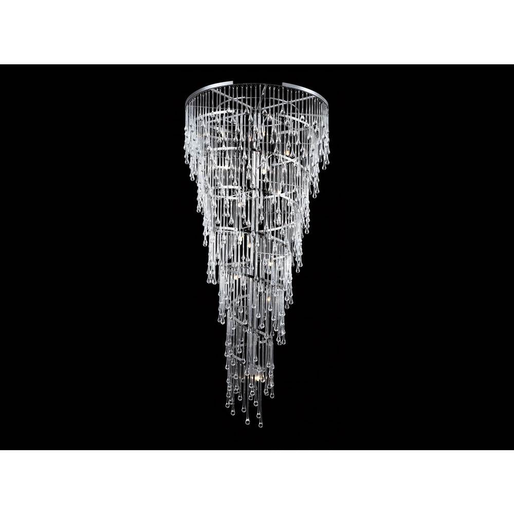 Avenue Lighting Hollywood Blvd Hollywood Blvd. Collection Polished Nickel And Tear Drop Crystal Large Hanging Fixture
