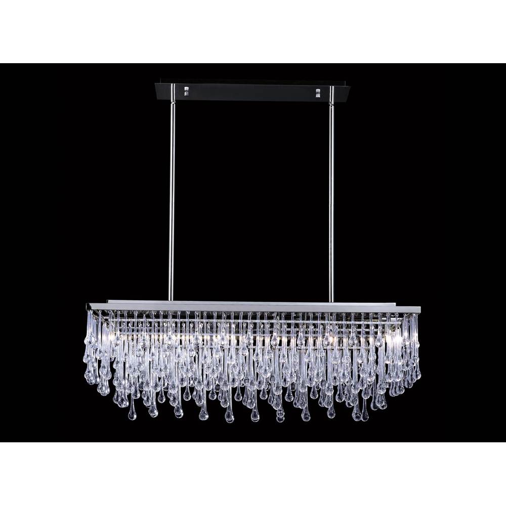 Avenue Lighting Hollywood Blvd Hollywood Blvd. Collection Polished Nickel And Tear Drop Crystal Rectangle Hanging Fixture