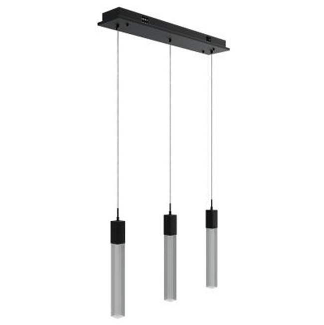 Avenue Lighting HF1900-3-GL-BK-SNW Black The Original Glacier Snow Avenue Collection Black 3 Light Pendant Fixture Image 1