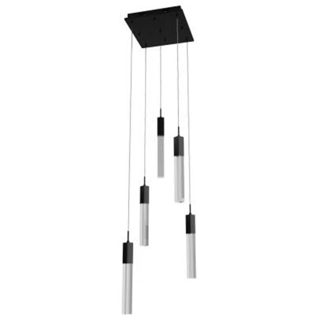 Avenue Lighting HF1900-5-GL-BK-SNW Black The Original Glacier Snow Avenue Collection Black 5 Light Penant Fixture With Clear Snow Crystal Image 1