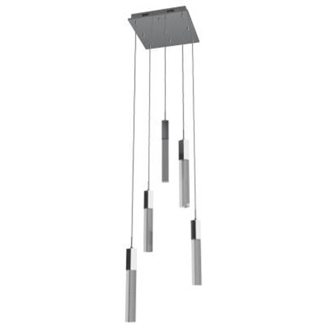 Avenue Lighting HF1900-5-GL-CH-SNW Polished Chrome The Original Glacier Snow Avenue Collection Chrome 5 Light Penant Fixture With Clear Snow Crystal Image 1