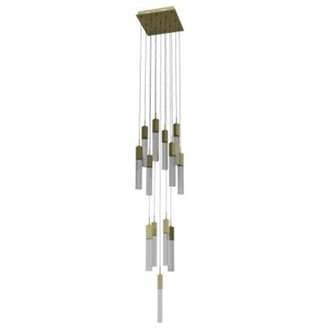 Avenue Lighting HF1905-13-GL-BB-SNW Brushed Brass The Original Glacier Snow Avenue Collection Brushed Brass 13 Light Pendant Fixture Image 1