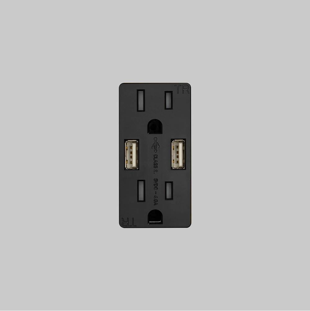 Buster + Punch NSC-02386  Outlet Module / Duplex  And  2 Usb-a / Black Image 1
