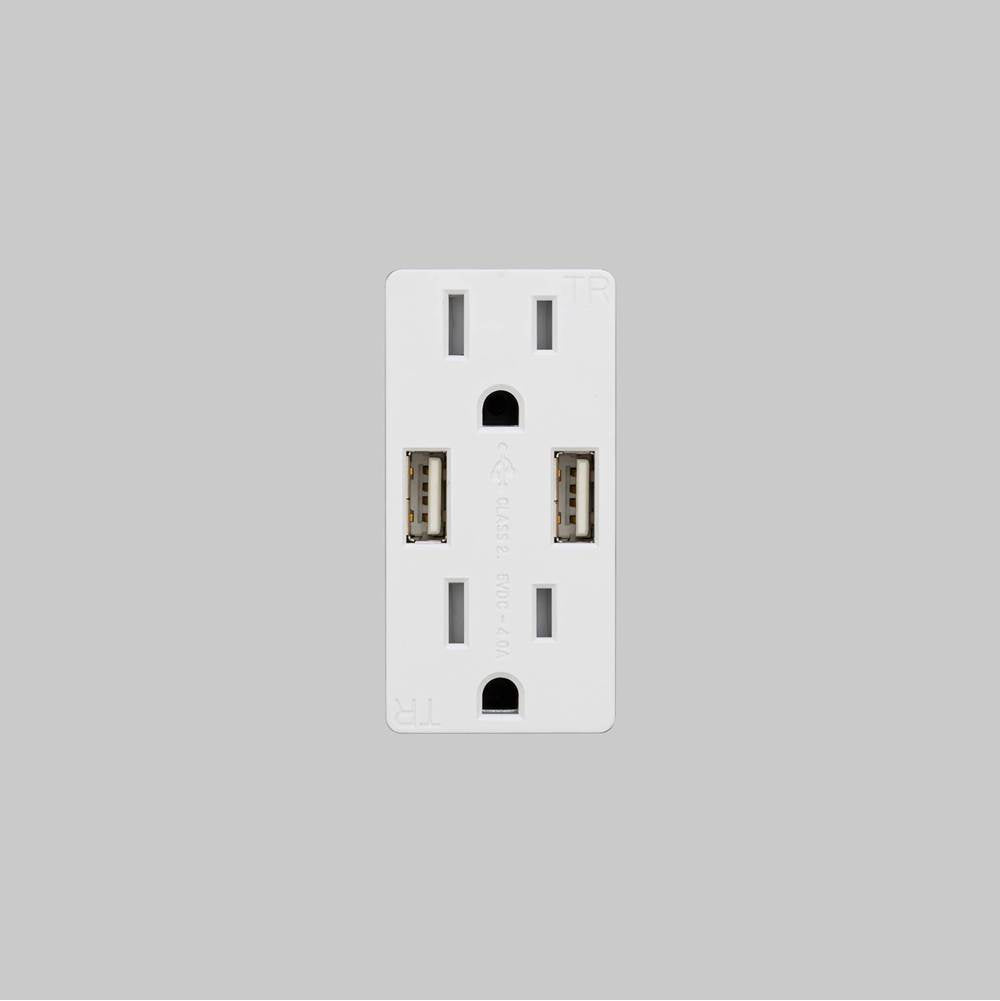 Buster + Punch NSC-14387  Outlet Module / Duplex  And  2 Usb-a / White Image 1