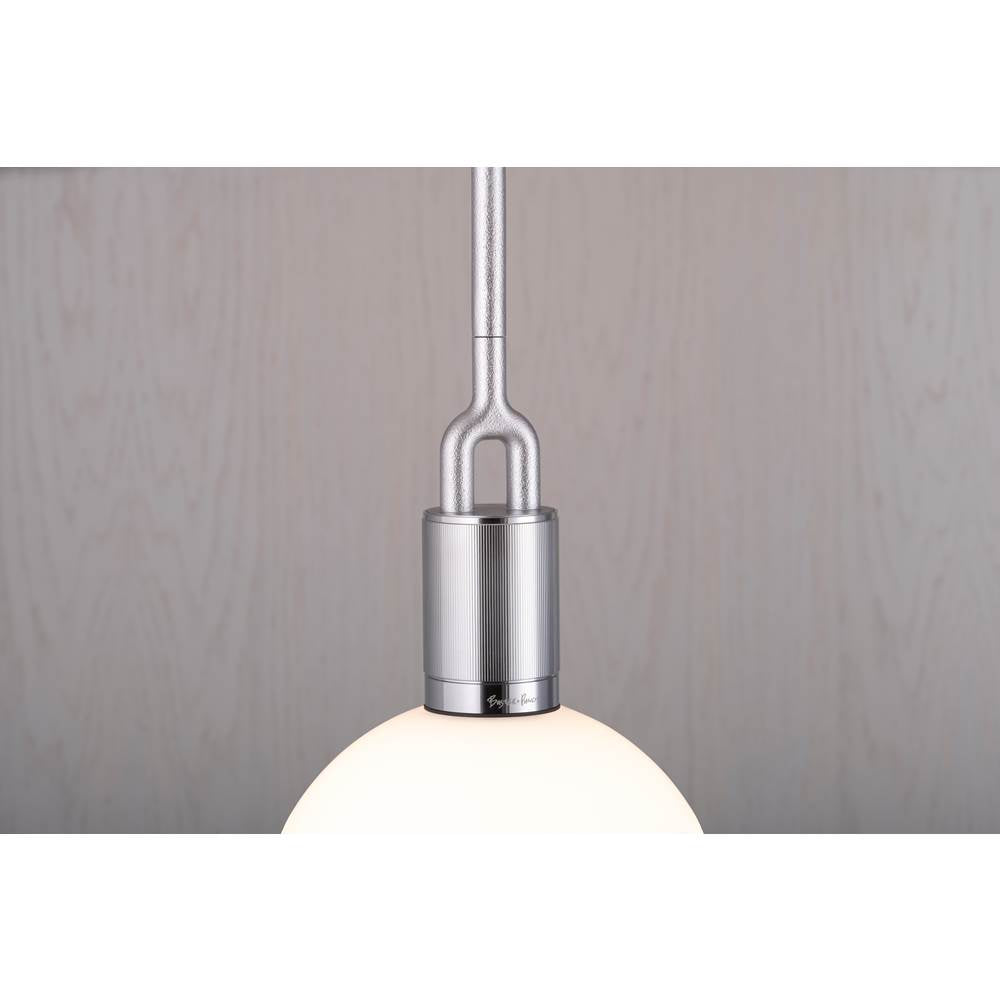 Buster + Punch Forked Pendant / Globe / Opal / Large / Steel