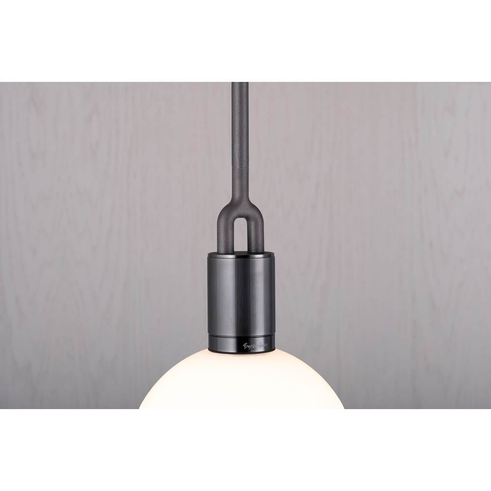 Buster + Punch Forked Pendant / Globe / Opal / Medium / Gun Metal