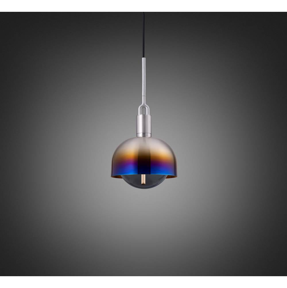 Buster + Punch NFP-893194 Burnt Steel Forked Pendant / Shade / Globe / Smoked / Medium / Burnt Steel Image 1
