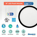 Bulbrite 773621 Black 25w Led 15in Flush Mount 3000k Black Dimmable Ja8 Image 4