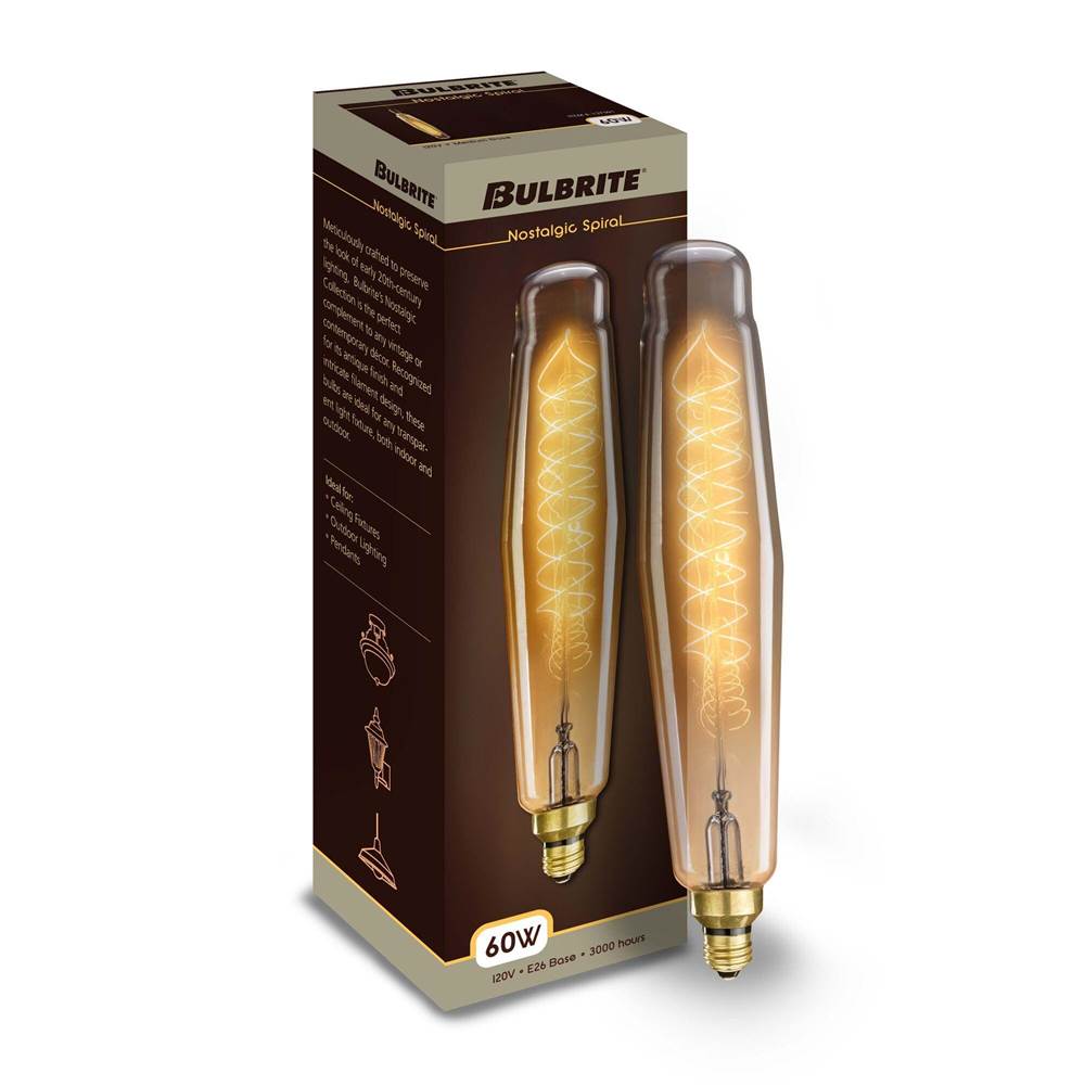 Bulbrite  60w Tubular Shaped Grand Nostalgic Spiral E26 120v
