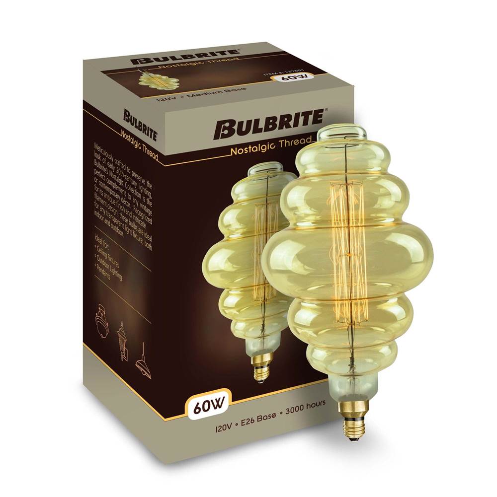 Bulbrite  60w Bee Hive Shaped Grand Nostalgic Thread E26 120v