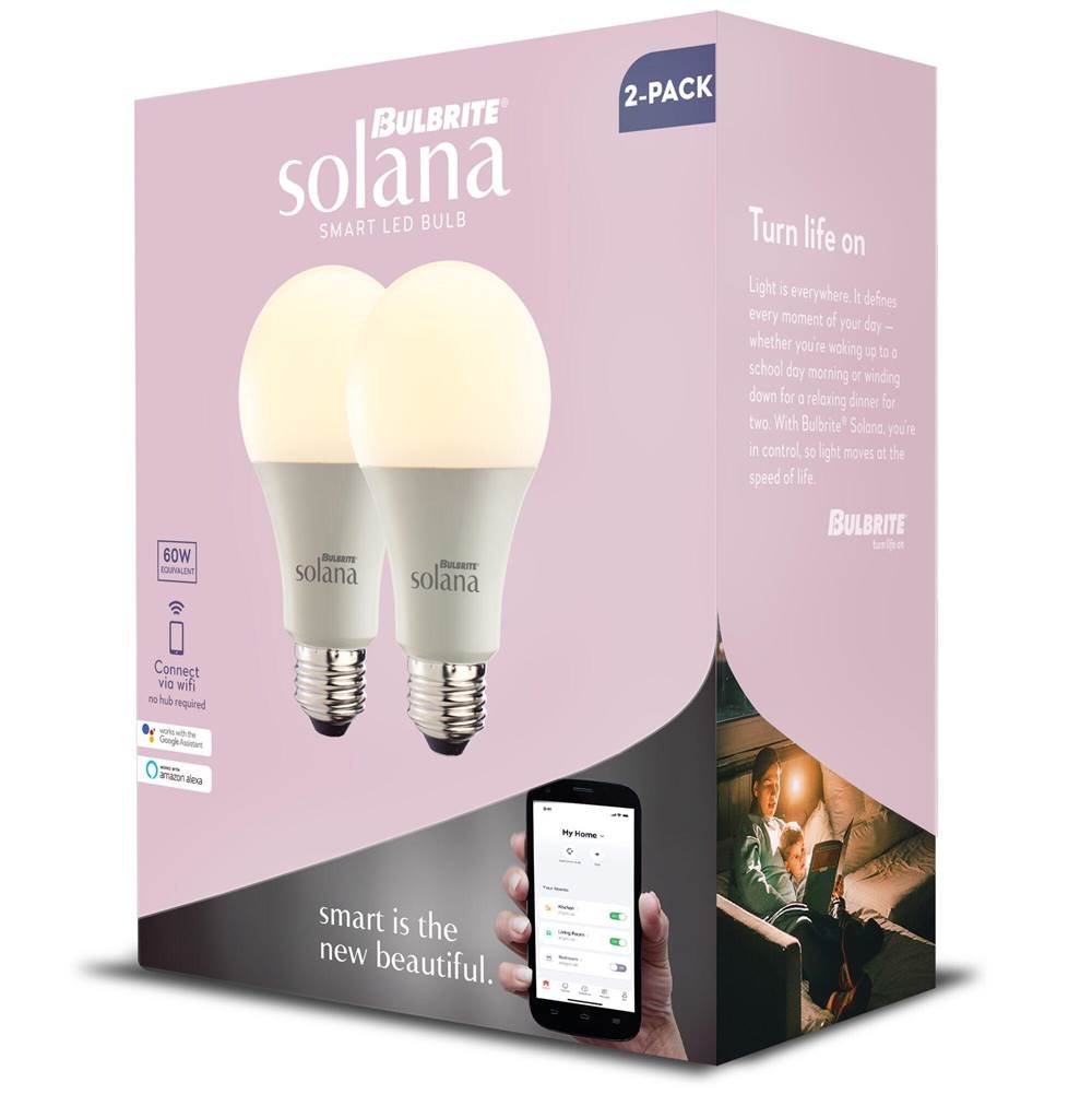 Bulbrite  Smart Led Wifi Bulb 8w A19 White Light 60w Equivalent 2pk