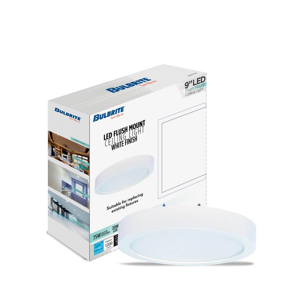 Bulbrite  20w Led 9'' Flush Mount White Round Dimmable Ja8 2700k 120v