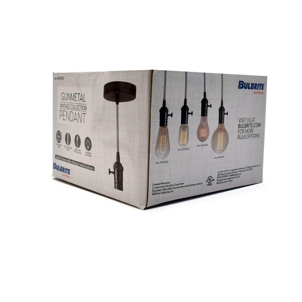 Bulbrite  Pend Dir Wire Vint Socket Gunmetal-silv Cord