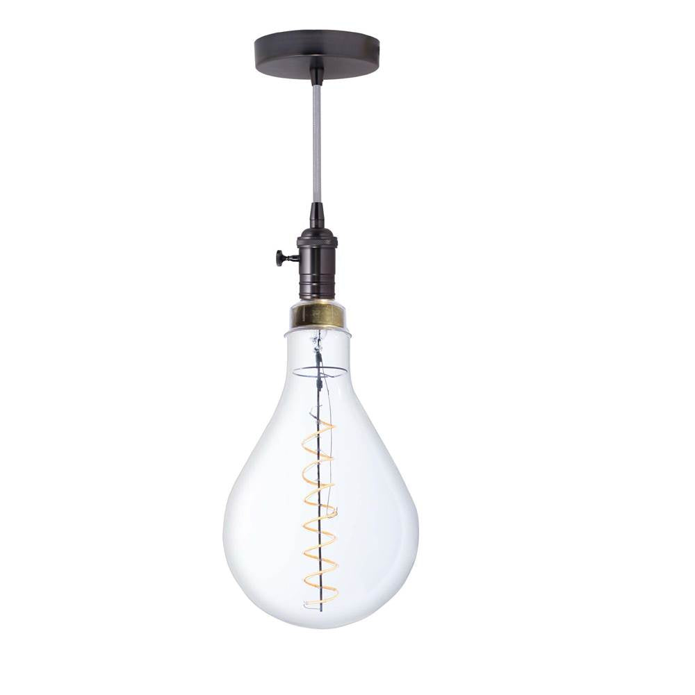 Bulbrite 810165  4w Led Pear Shaped Grand 2200k Filament W/ Gunmetal Black Pendant With Silver String Image 1